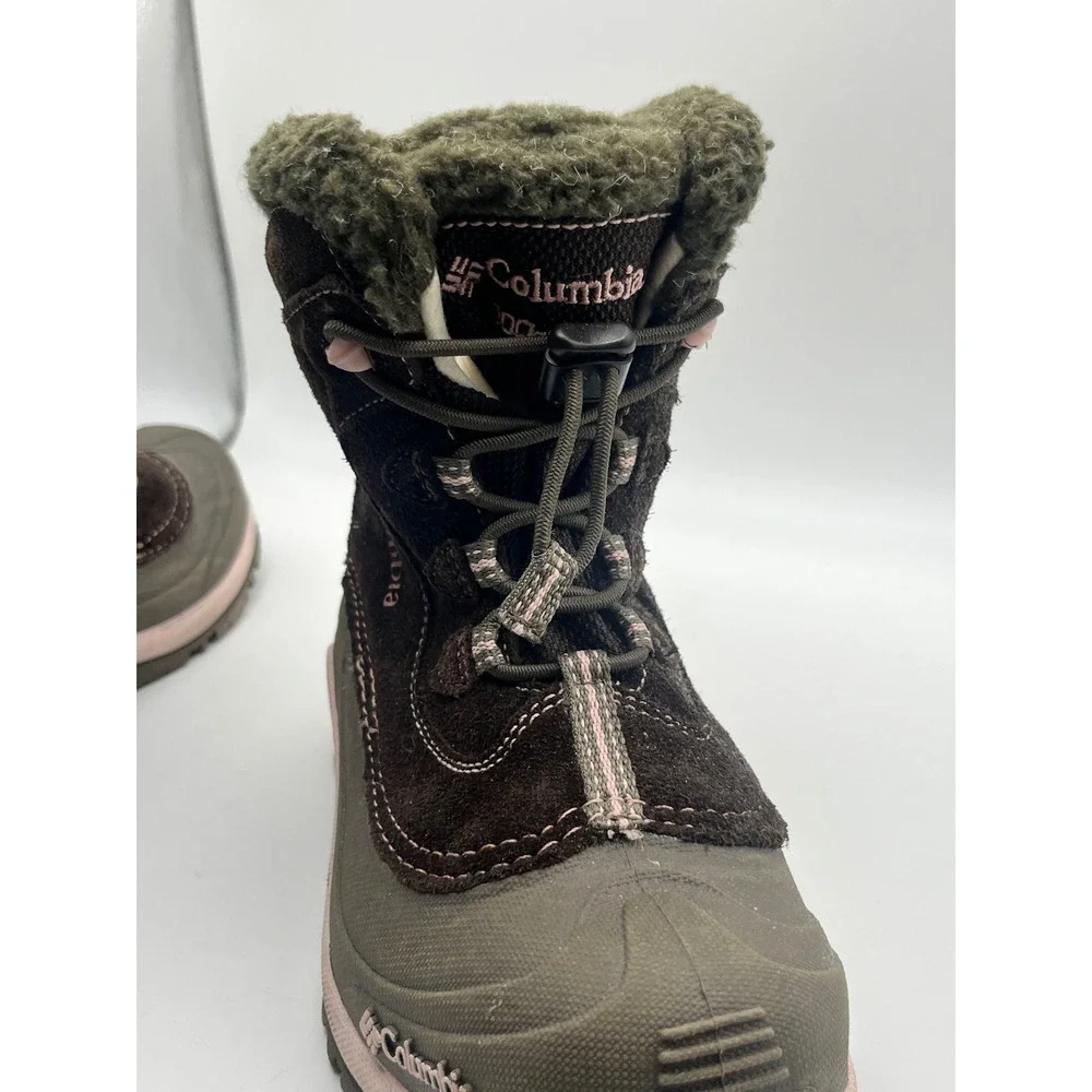 Columbia Youth Bugaboot Winter Boots Kids Size 3 Waterproof Brown Pink BY1272-24